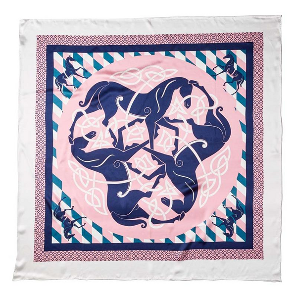 Pink and Navy Horse Design Scarf