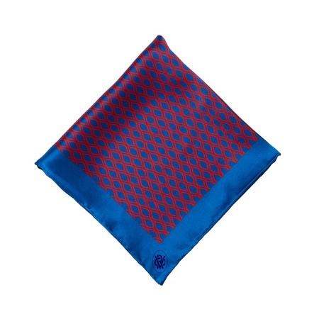 Blue and Red Patterned Pocket Square